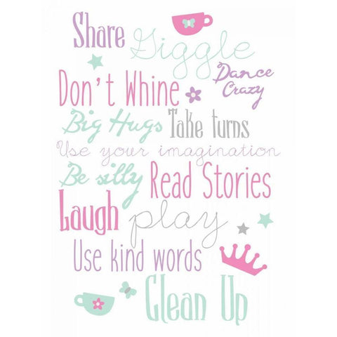Girls Play Room Rules White Modern Wood Framed Art Print by Grey, Jace