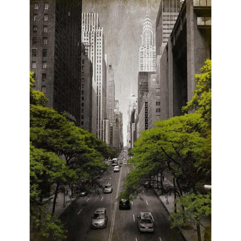 Street Greens White Modern Wood Framed Art Print by Grey, Jace