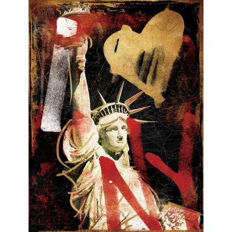 I Love Ny Gold Gold Ornate Wood Framed Art Print with Double Matting by Grey, Jace