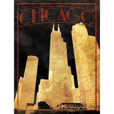 Gold Chicago White Modern Wood Framed Art Print by Grey, Jace