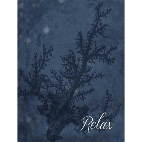 Blue Water Coral Relax Black Modern Wood Framed Art Print by Grey, Jace