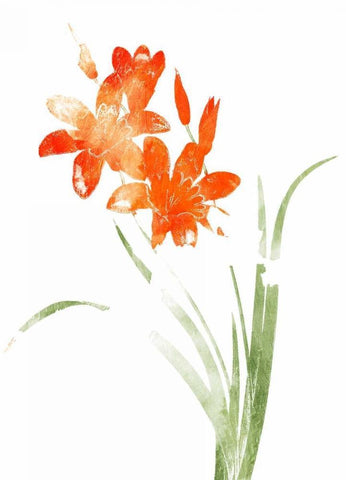 Watered Down Bright Orange Black Ornate Wood Framed Art Print with Double Matting by Grey, Jace