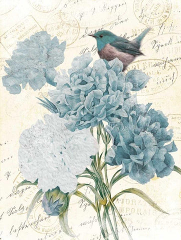 Bird Mail Four Black Ornate Wood Framed Art Print with Double Matting by Grey, Jace