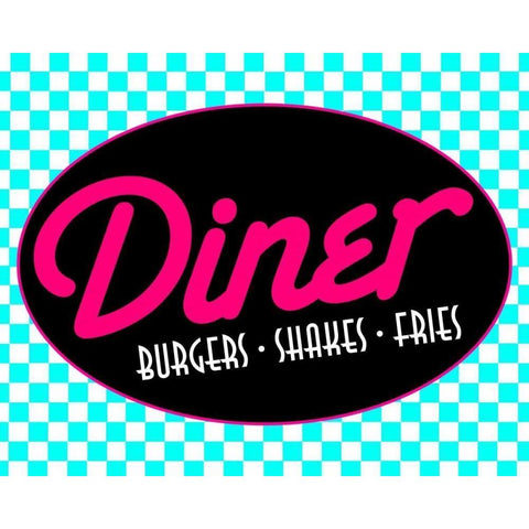 Diner Bright Black Modern Wood Framed Art Print with Double Matting by Grey, Jace