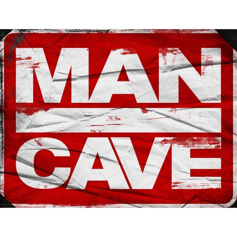 Man Cave Sign Gold Ornate Wood Framed Art Print with Double Matting by Grey, Jace