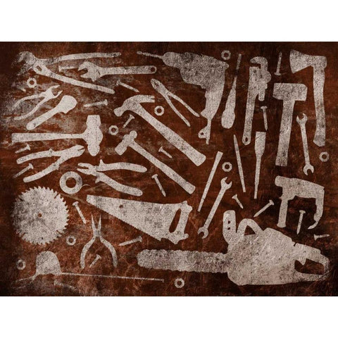 Rust Tools Black Modern Wood Framed Art Print by Grey, Jace