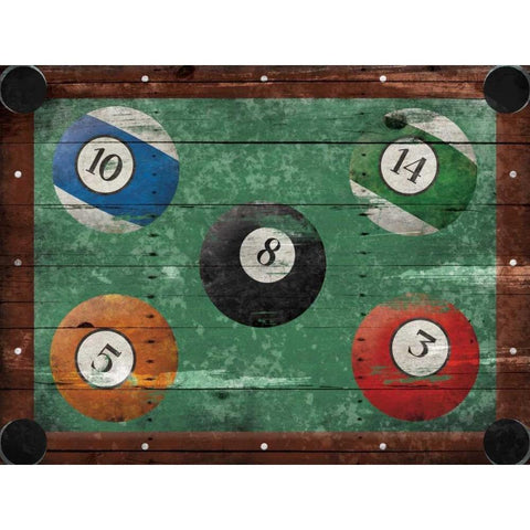 Pool Table Black Modern Wood Framed Art Print with Double Matting by Grey, Jace