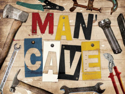 Man Cave Tools Black Ornate Wood Framed Art Print with Double Matting by Grey, Jace