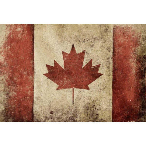 Canadian Rustic Flag Black Modern Wood Framed Art Print with Double Matting by Grey, Jace