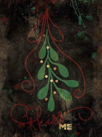 Christmas Kiss White Modern Wood Framed Art Print with Double Matting by Grey, Jace