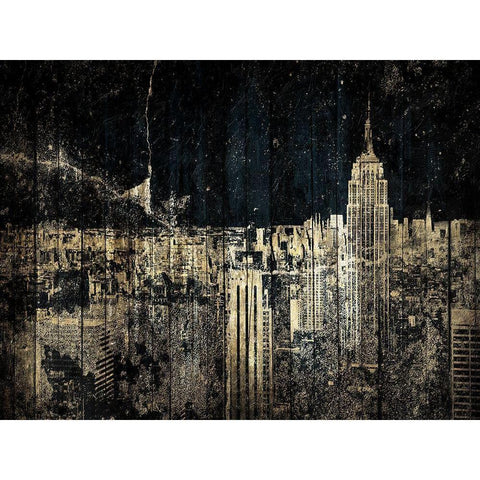 The Golden City Black Modern Wood Framed Art Print with Double Matting by Grey, Jace