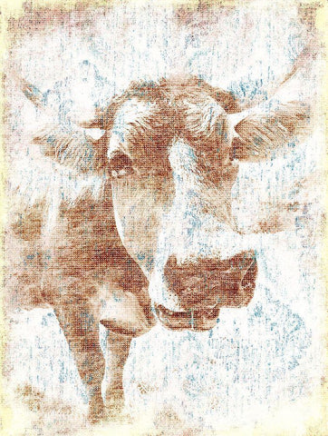 Copper Cow White Modern Wood Framed Art Print with Double Matting by Grey, Jace