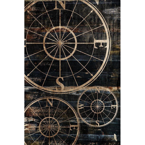 Wooden Compass Gold Ornate Wood Framed Art Print with Double Matting by Grey, Jace