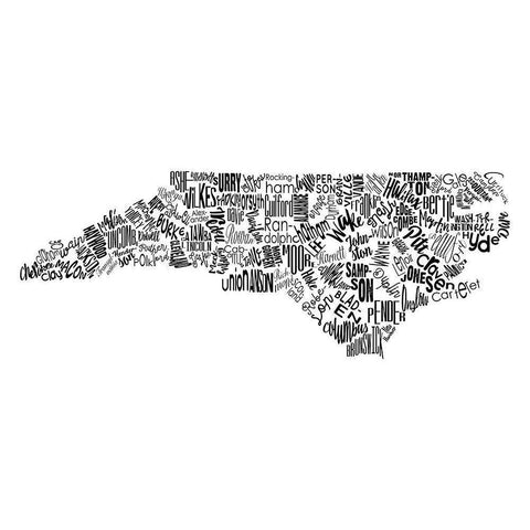 North Carolina White Modern Wood Framed Art Print by Grey, Jace