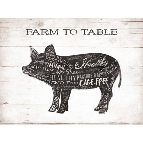 Pig Words White Modern Wood Framed Art Print by Grey, Jace