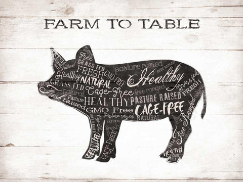 Pig Words Black Ornate Wood Framed Art Print with Double Matting by Grey, Jace