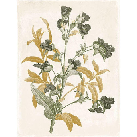 Green and Gold Flowers 1 White Modern Wood Framed Art Print by Grey, Jace