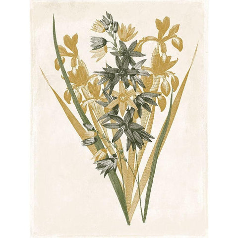 Green and Gold Flowers 3 White Modern Wood Framed Art Print by Grey, Jace