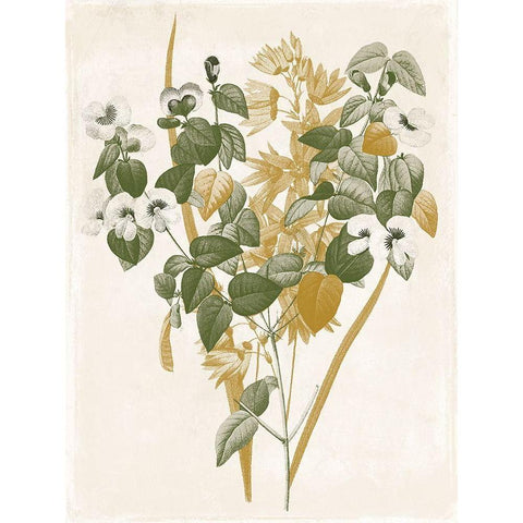 Green and Gold Flowers 4 White Modern Wood Framed Art Print by Grey, Jace