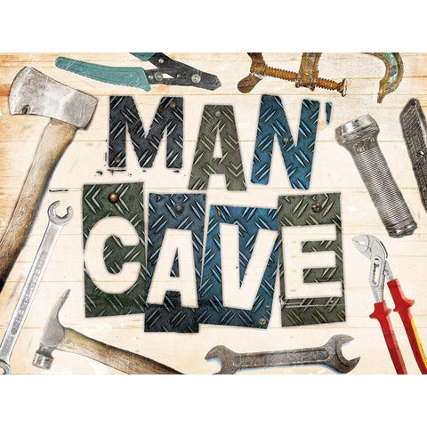 Man Cave Tools Black Modern Wood Framed Art Print with Double Matting by Grey, Jace
