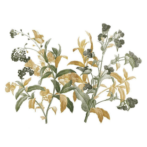 Floral Bushel Green Golds White Modern Wood Framed Art Print by Grey, Jace