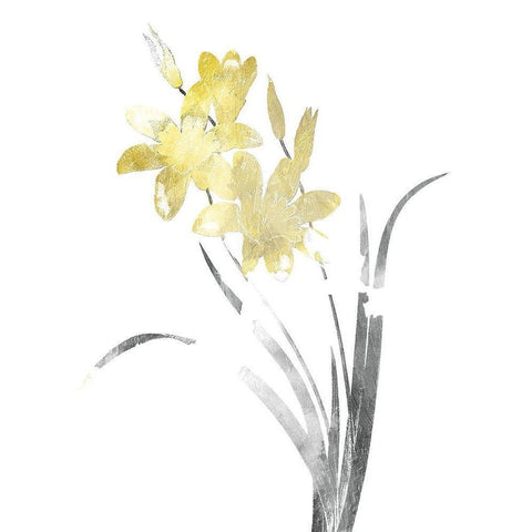 Single Flower Grey Yellow Mate Gold Ornate Wood Framed Art Print with Double Matting by Grey, Jace