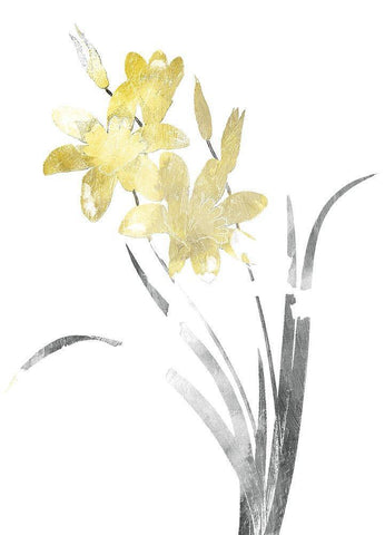 Single Flower Grey Yellow Mate White Modern Wood Framed Art Print with Double Matting by Grey, Jace