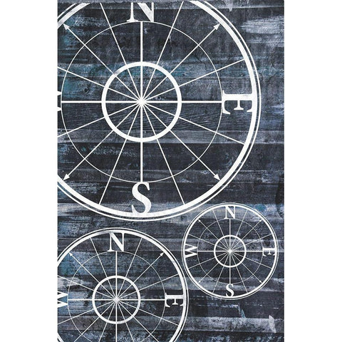Wooden Compass Gold Ornate Wood Framed Art Print with Double Matting by Grey, Jace