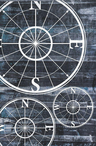 Wooden Compass White Modern Wood Framed Art Print with Double Matting by Grey, Jace