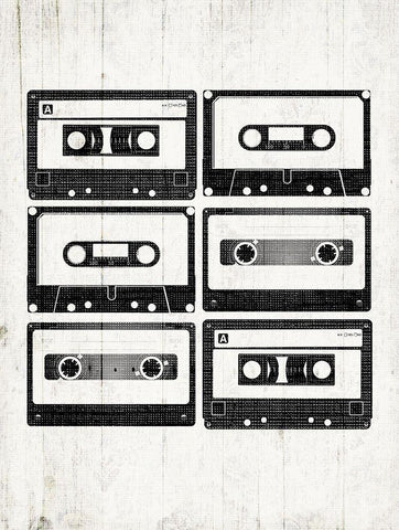 Tapes On Deck White Modern Wood Framed Art Print with Double Matting by Grey, Jace