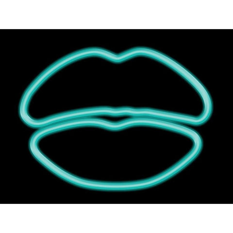 Glow Lips Black Modern Wood Framed Art Print with Double Matting by Grey, Jace