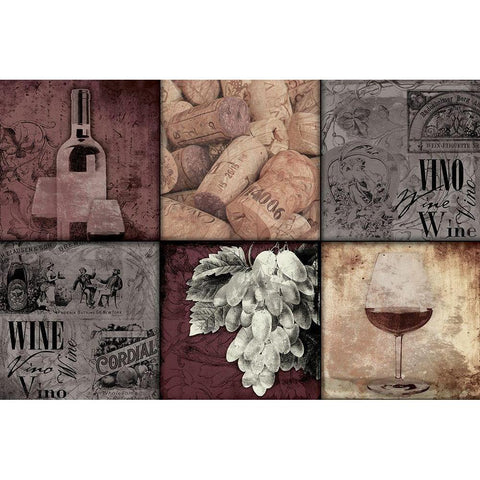 Wine And Corks Black Modern Wood Framed Art Print with Double Matting by Grey, Jace