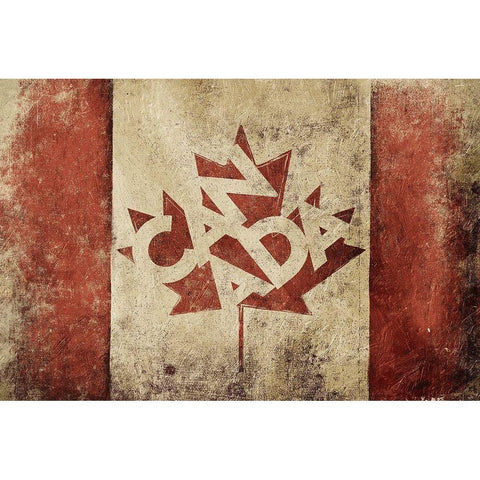 Canada Leaf Flag White Modern Wood Framed Art Print by Grey, Jace