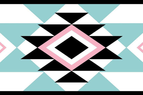 Aztec Teal Pink White Modern Wood Framed Art Print with Double Matting by Grey, Jace