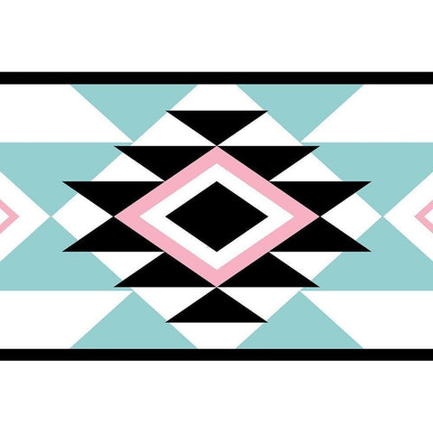 Aztec Teal Pink Black Modern Wood Framed Art Print by Grey, Jace