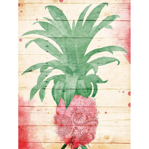 Pineapple Pink Henna White Modern Wood Framed Art Print by Grey, Jace