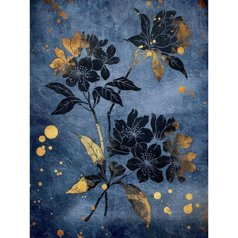 Gold Hint Floral Gold Ornate Wood Framed Art Print with Double Matting by Grey, Jace