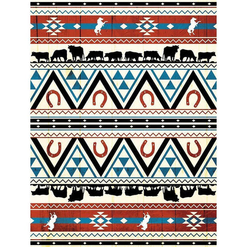 Western Aztec Pattern White Modern Wood Framed Art Print by Grey, Jace