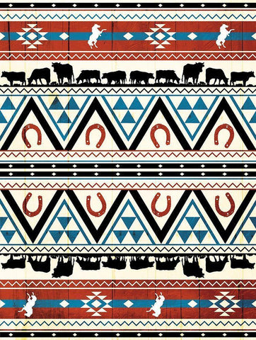 Western Aztec Pattern Black Ornate Wood Framed Art Print with Double Matting by Grey, Jace