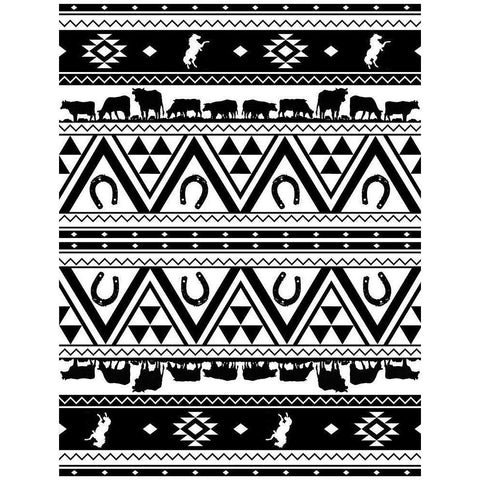 Western Aztec Black Modern Wood Framed Art Print with Double Matting by Grey, Jace
