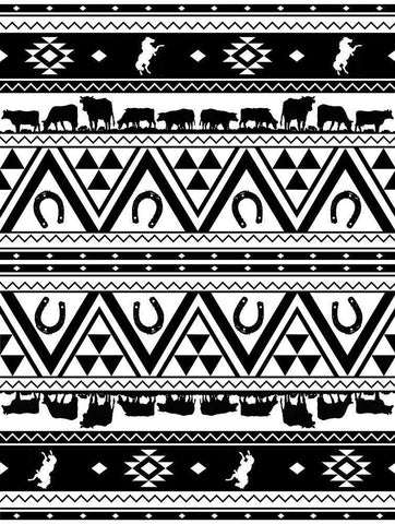 Western Aztec Black Ornate Wood Framed Art Print with Double Matting by Grey, Jace