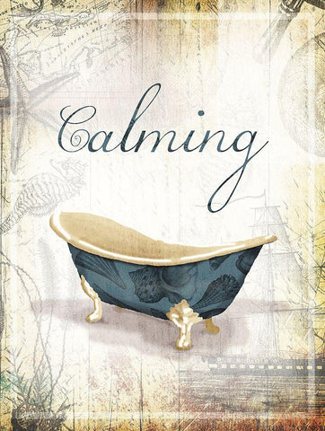 Calming Sea Bath White Modern Wood Framed Art Print with Double Matting by Grey, Jace