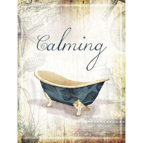 Calming Sea Bath Gold Ornate Wood Framed Art Print with Double Matting by Grey, Jace