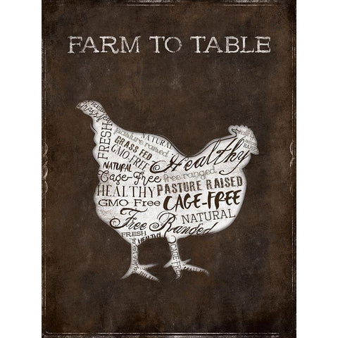 Farm To Table Chicken Black Modern Wood Framed Art Print by Grey, Jace