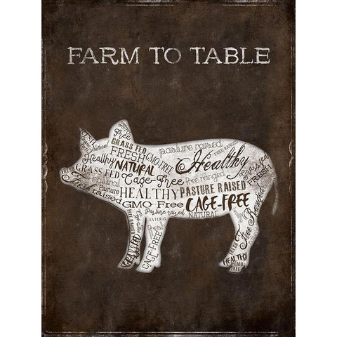 Farm To Table Cow White Modern Wood Framed Art Print by Grey, Jace
