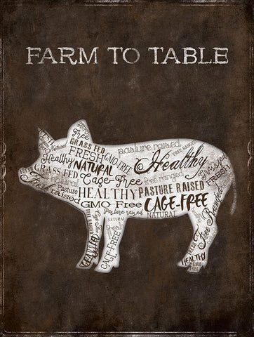 Farm To Table Cow Black Ornate Wood Framed Art Print with Double Matting by Grey, Jace