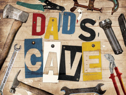 Dads Cave White Modern Wood Framed Art Print with Double Matting by Grey, Jace