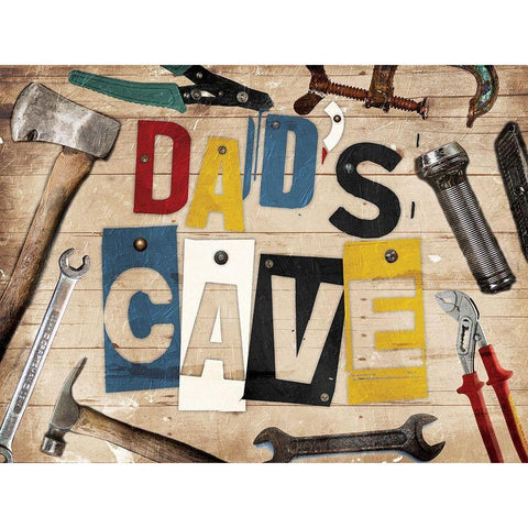 Dads Cave Gold Ornate Wood Framed Art Print with Double Matting by Grey, Jace
