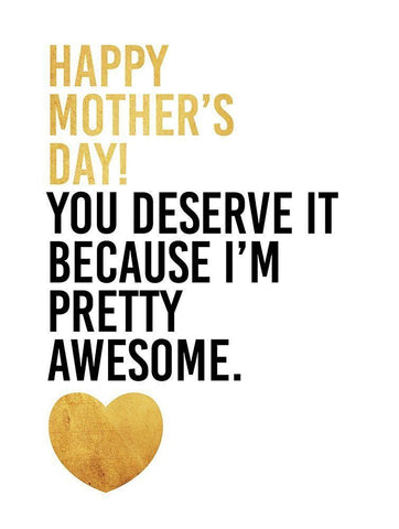 Mothers Awesome Gold White Modern Wood Framed Art Print with Double Matting by Grey, Jace