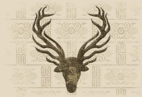 Aged Deer Black Ornate Wood Framed Art Print with Double Matting by Grey, Jace